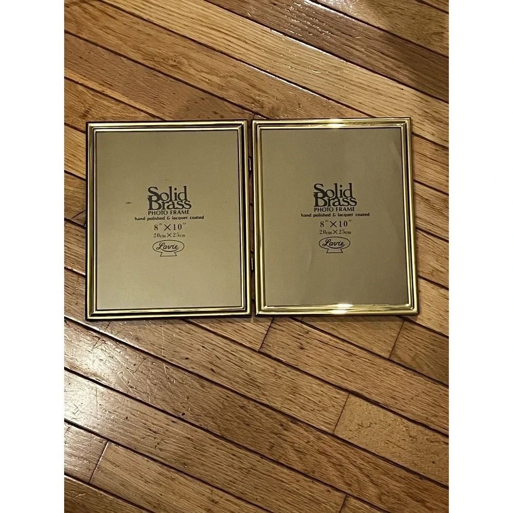 Vtg Solid Brass Double Picture Frame 8